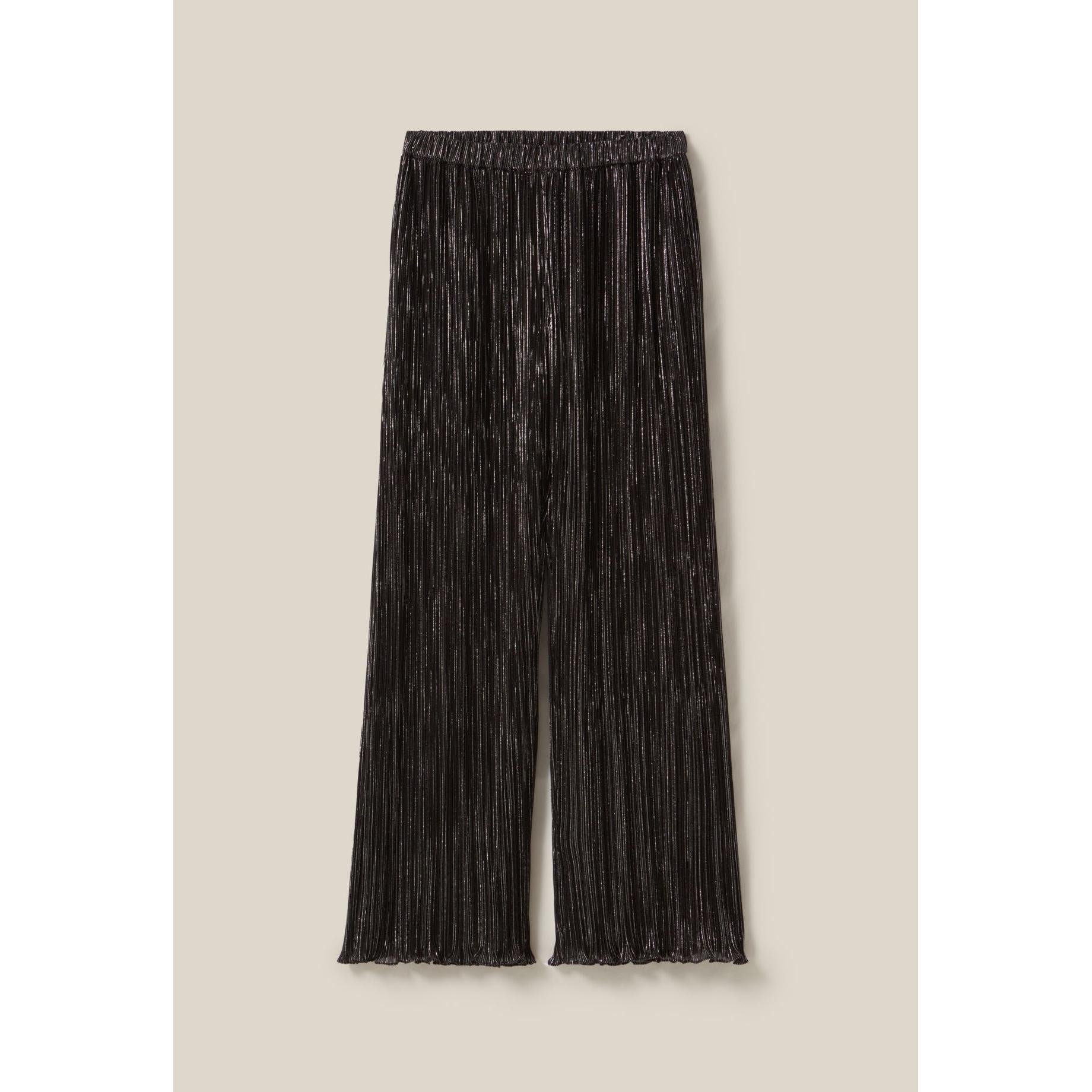 Silver Pleated Fluid Trousers