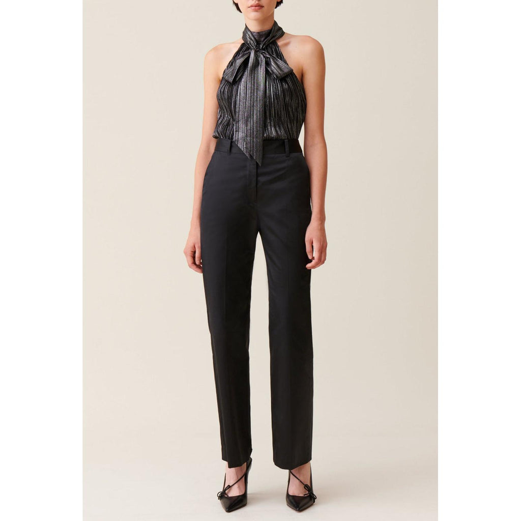 Pantalon Satiné Slim Droit Noir