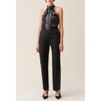 Pantalon Satiné Slim Droit Noir