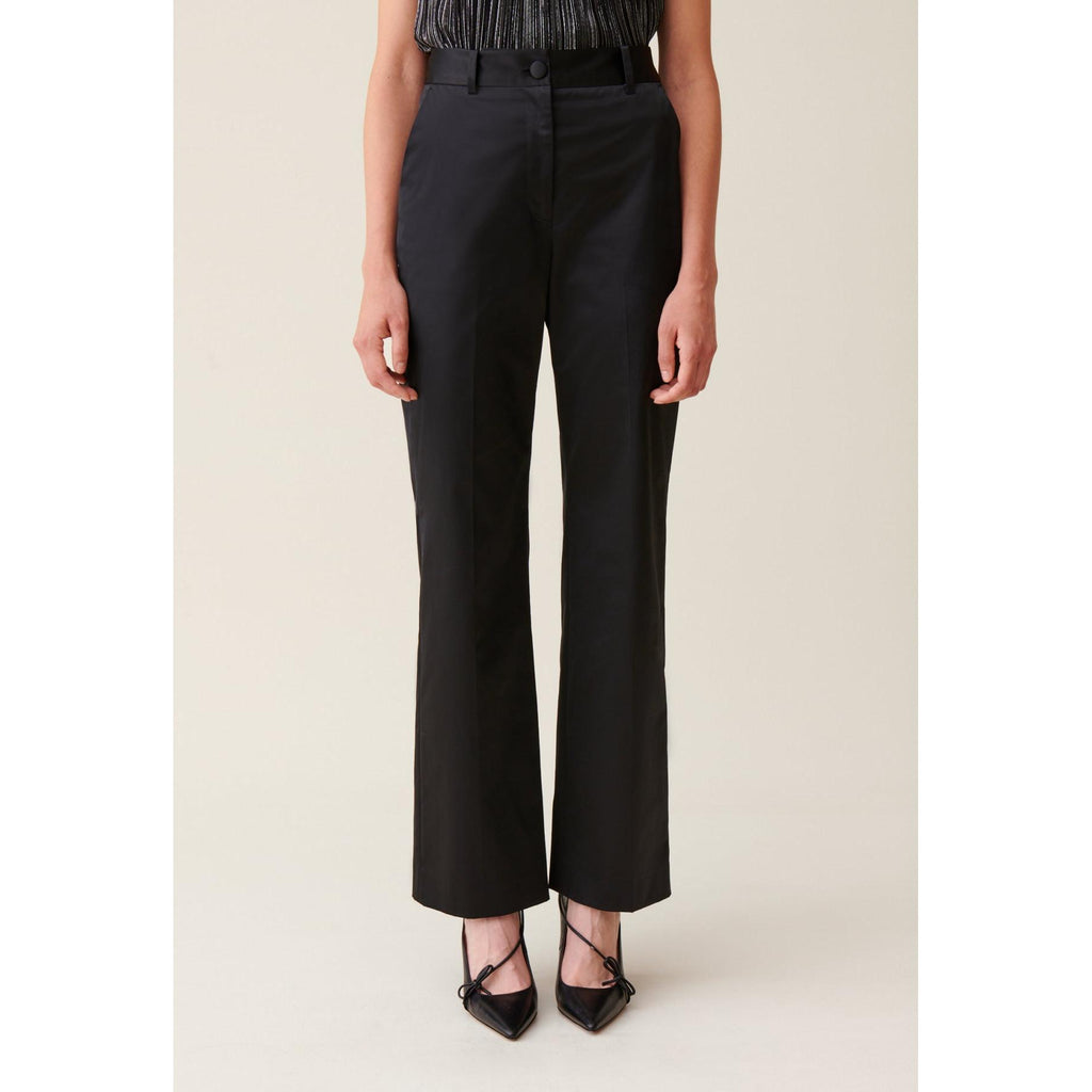 Pantalon Satiné Slim Droit Noir
