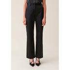 Black Slim Straight Satin Trousers