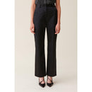 Pantalón recto ajustado de raso negro