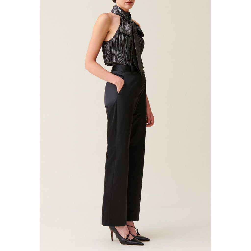Pantalon Satiné Slim Droit Noir