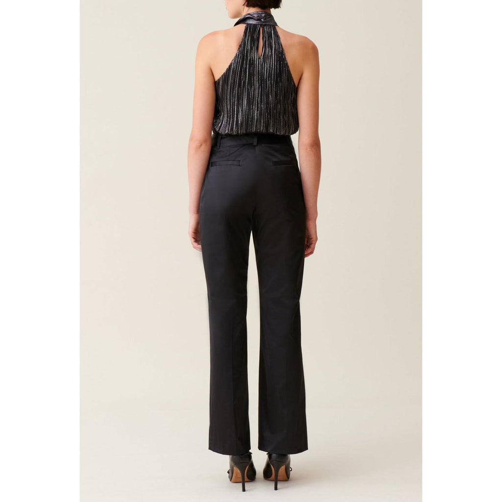 Pantalon Satiné Slim Droit Noir