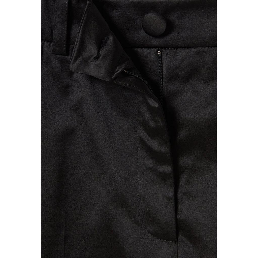 Pantalon Satiné Slim Droit Noir