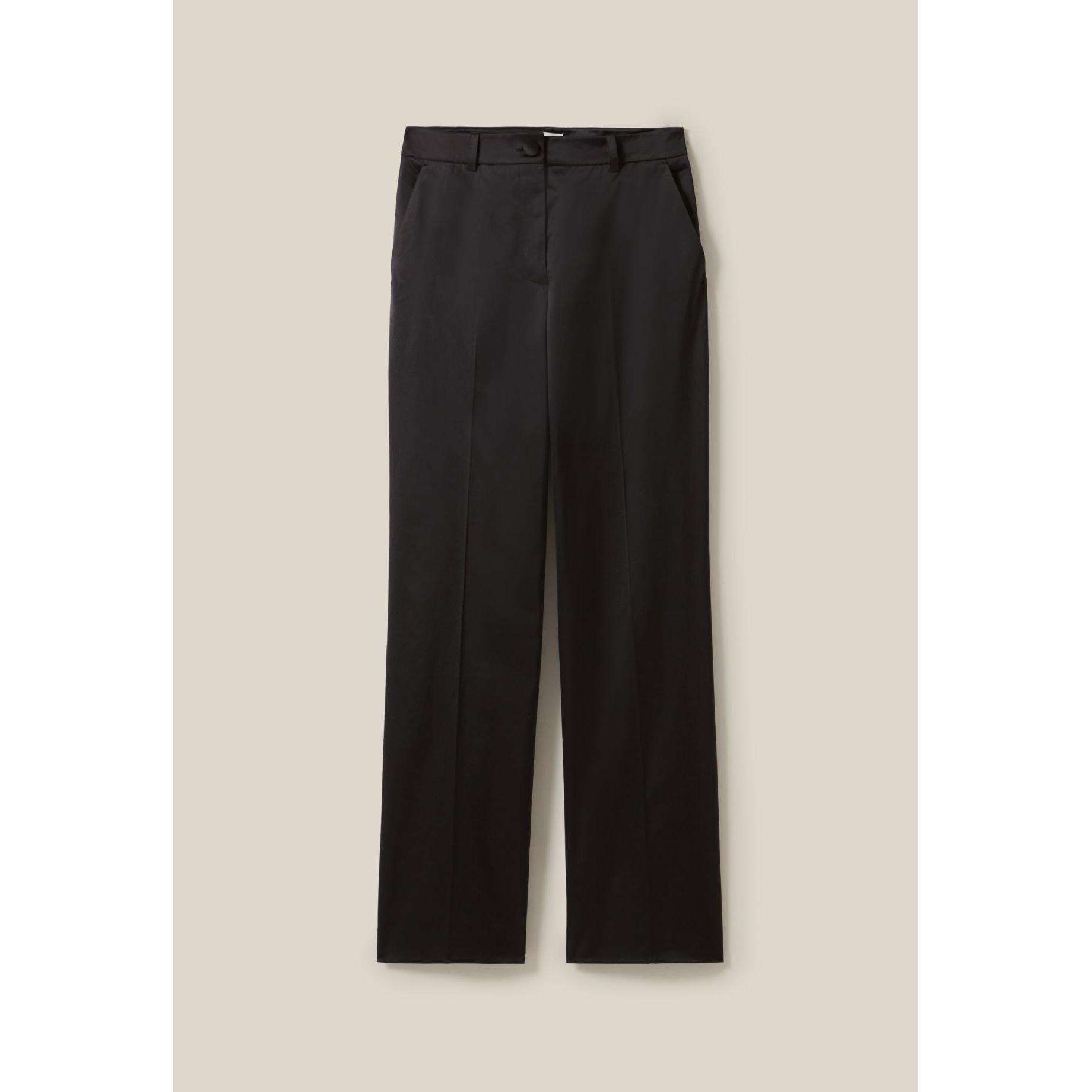 Pantalon Satiné Slim Droit Noir