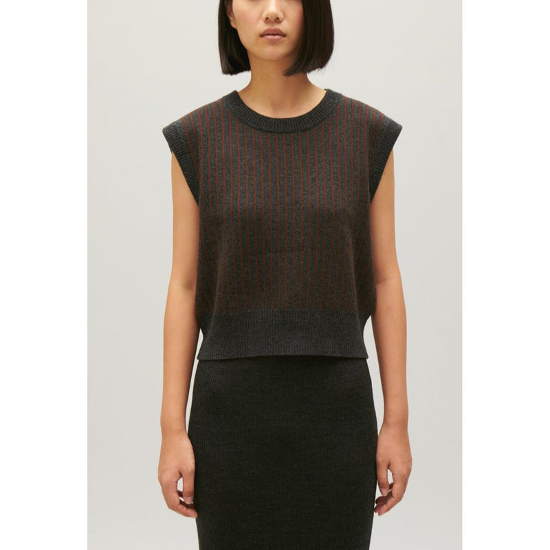 Pull Sans Manches Maille Rayée