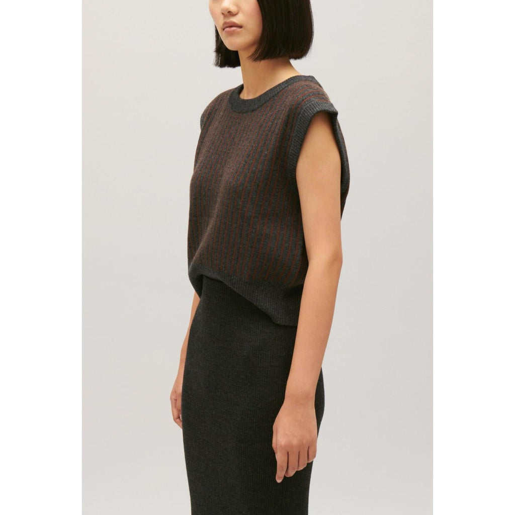 Claudie Pierlot - Pull Sans Manches Maille Rayée