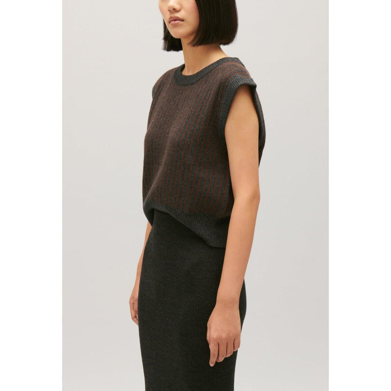 Pull Sans Manches Maille Rayée