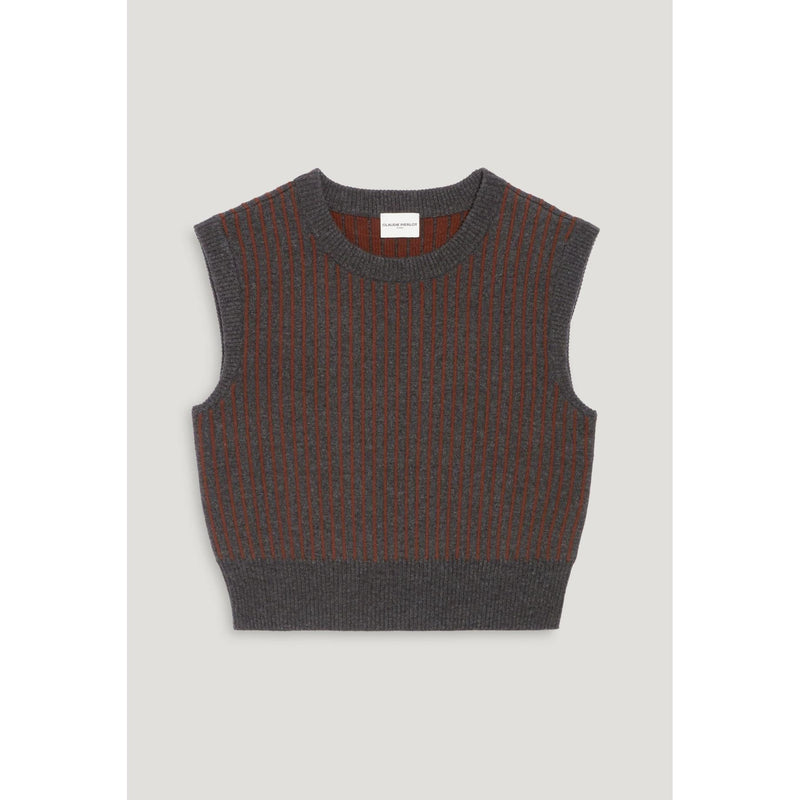 Pull Sans Manches Maille Rayée