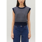 Sleeveless Striped Knit Jumper