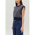 Sleeveless Striped Knit Jumper