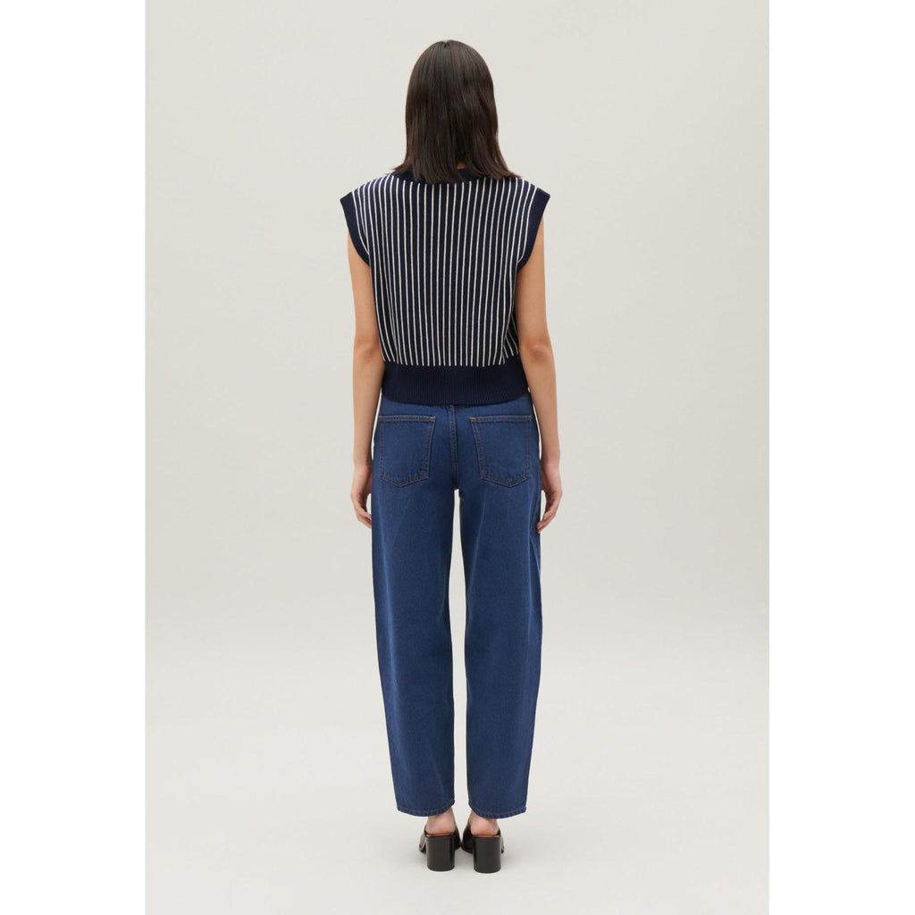 Sleeveless Striped Knit Jumper