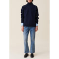 Navy Blue Zipped High Neck Sweater