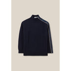 Navy Blue Zipped High Neck Sweater