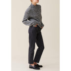 Gray Chunky Knit V-Neck Sweater