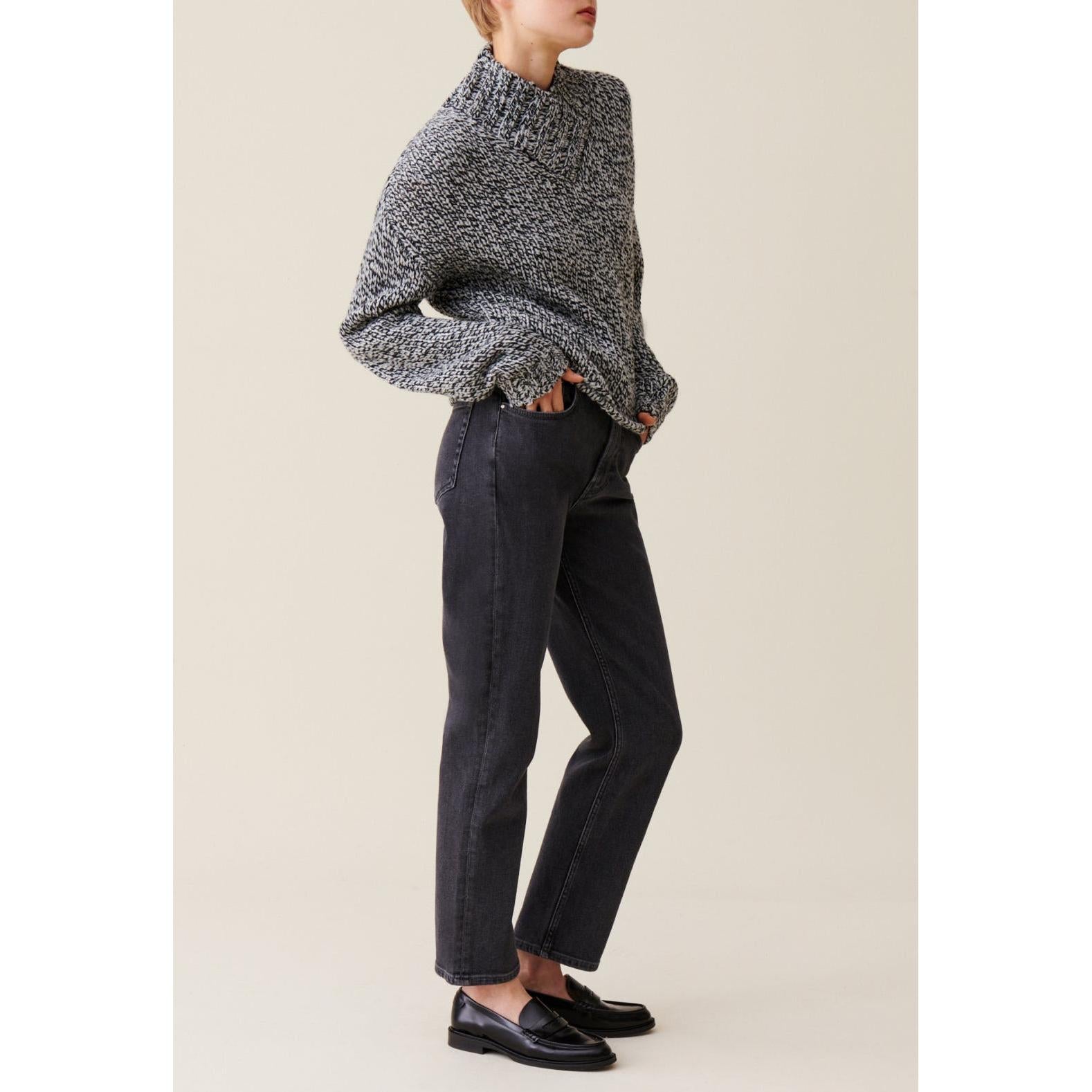 Gray Chunky Knit V-Neck Sweater