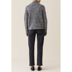 Gray Chunky Knit V-Neck Sweater