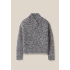 Gray Chunky Knit V-Neck Sweater