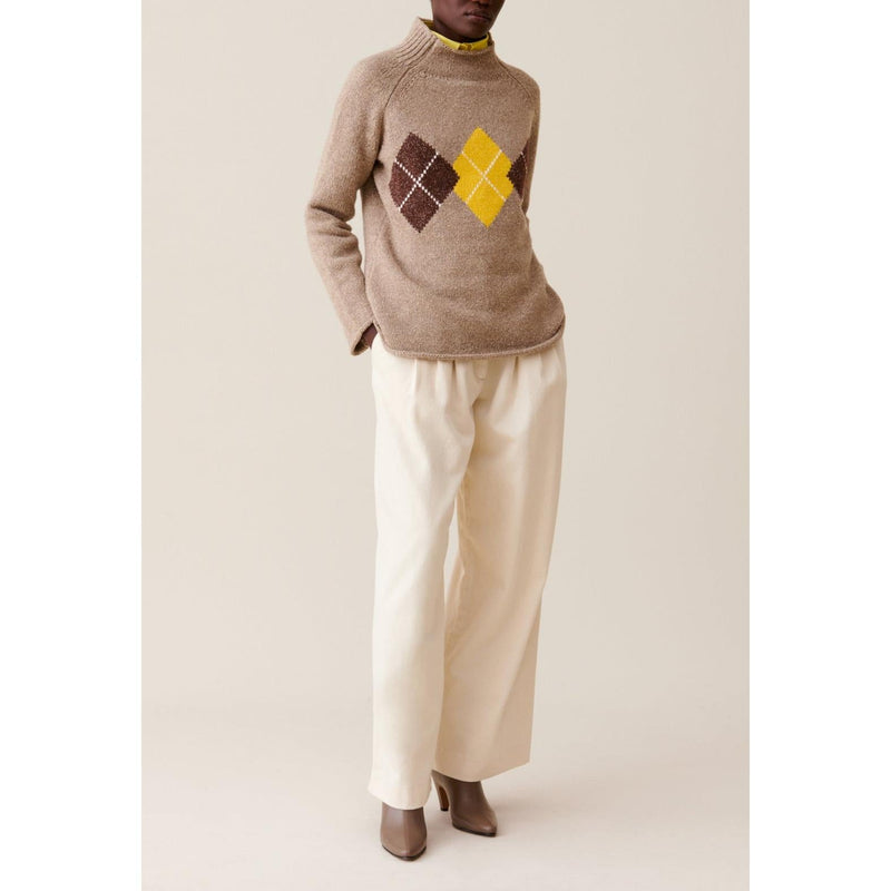 Patterned Oversized Funnel Neck Sweater