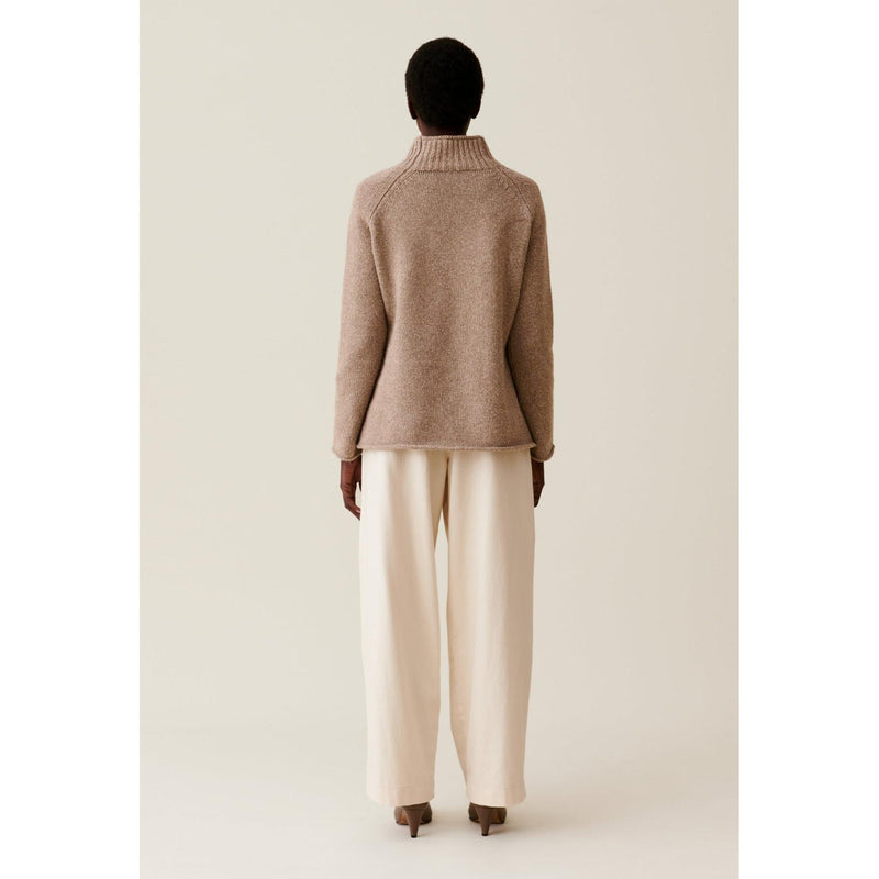 Patterned Oversized Funnel Neck Sweater