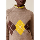 Patterned Oversized Funnel Neck Sweater