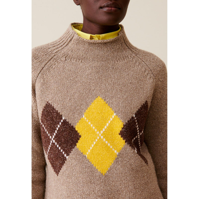 Patterned Oversized Funnel Neck Sweater