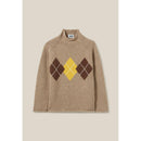 Patterned Oversized Funnel Neck Sweater