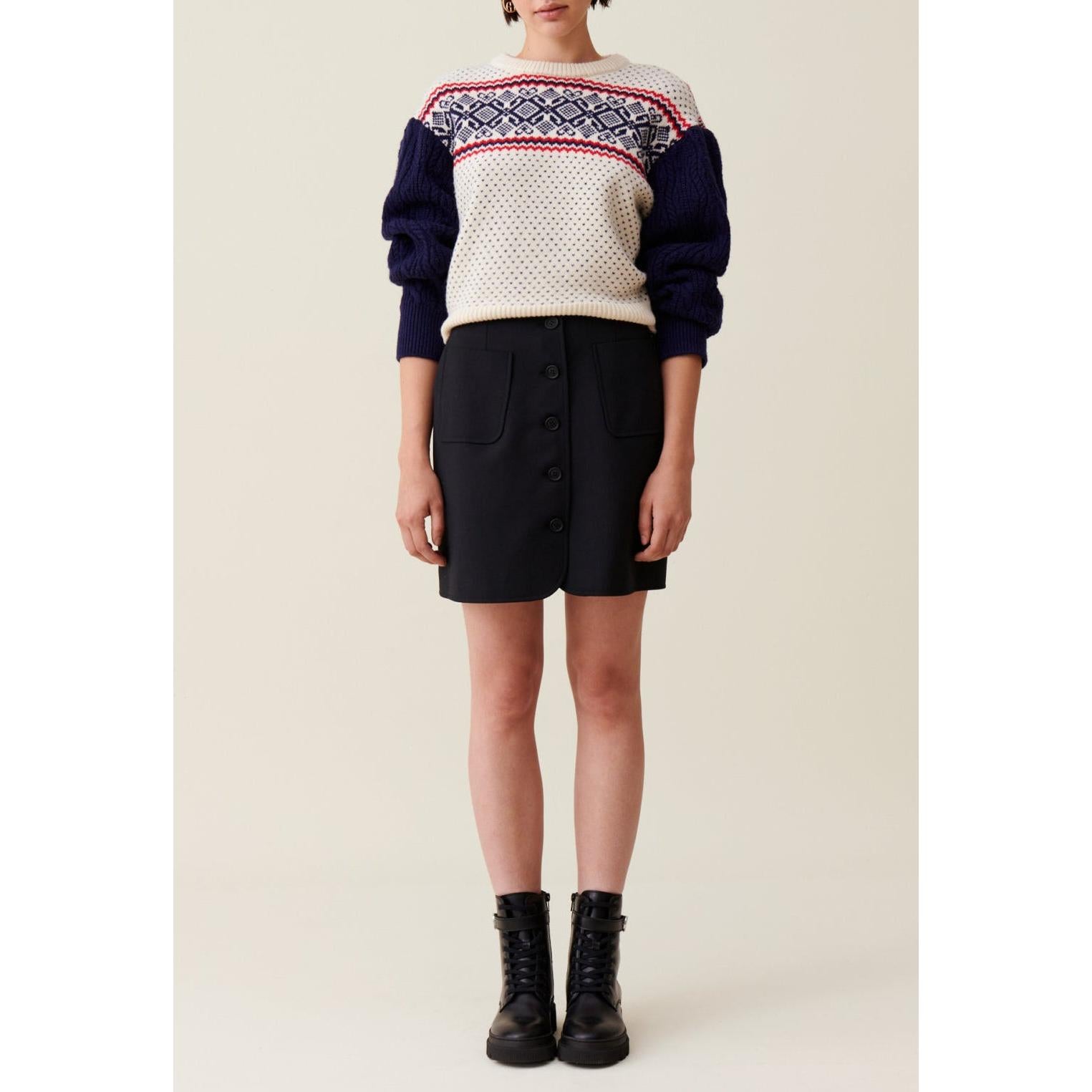 Jersey De Punto Con Estampado Y Cuello Redondo