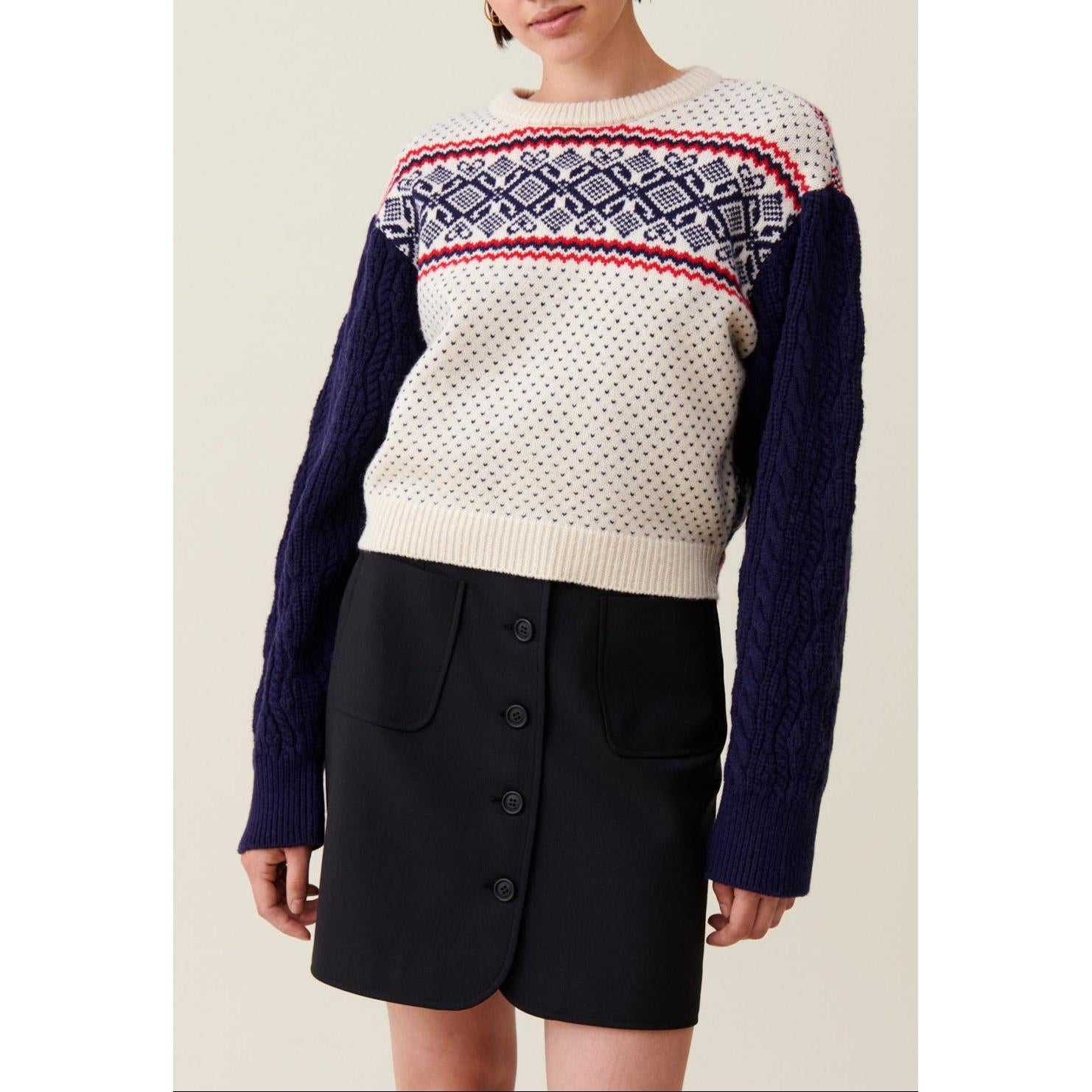 Jersey De Punto Con Estampado Y Cuello Redondo