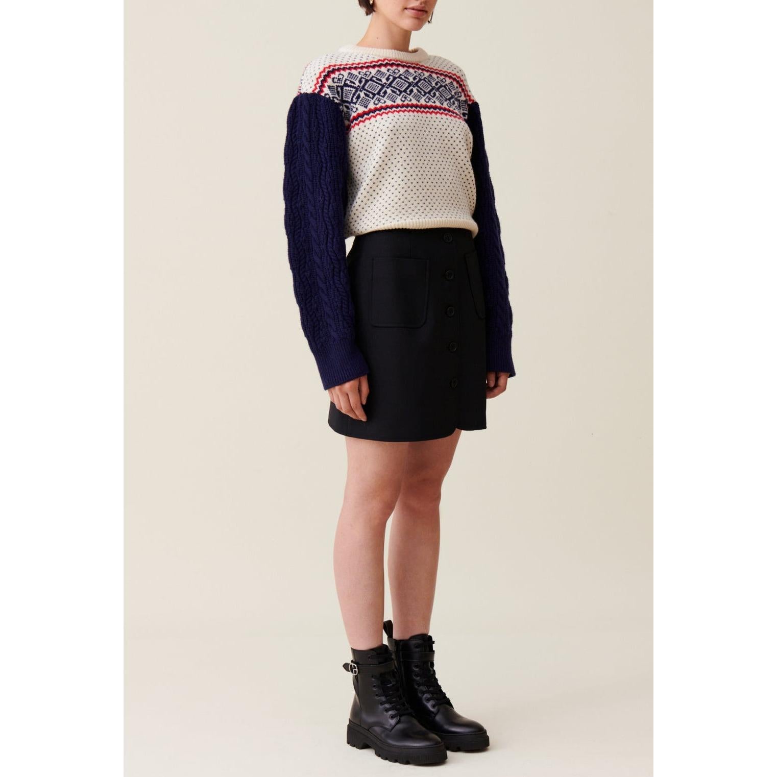Jersey De Punto Con Estampado Y Cuello Redondo