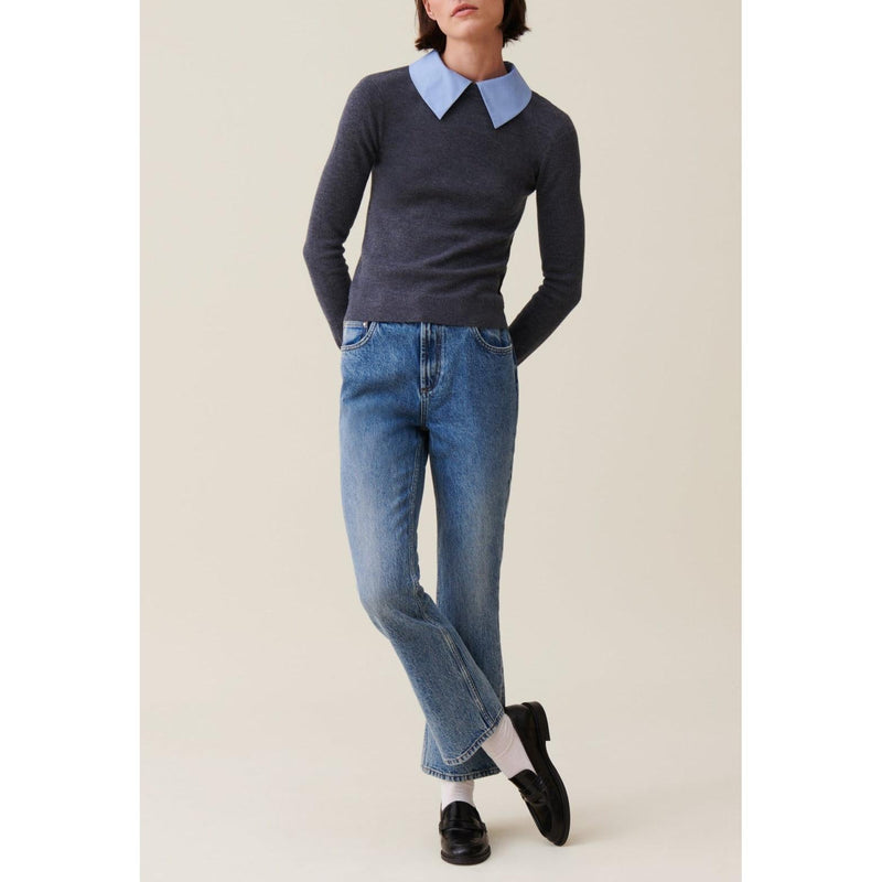 Jersey de lana con cuello camisero extraíble