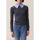 Jersey de lana con cuello camisero extraíble