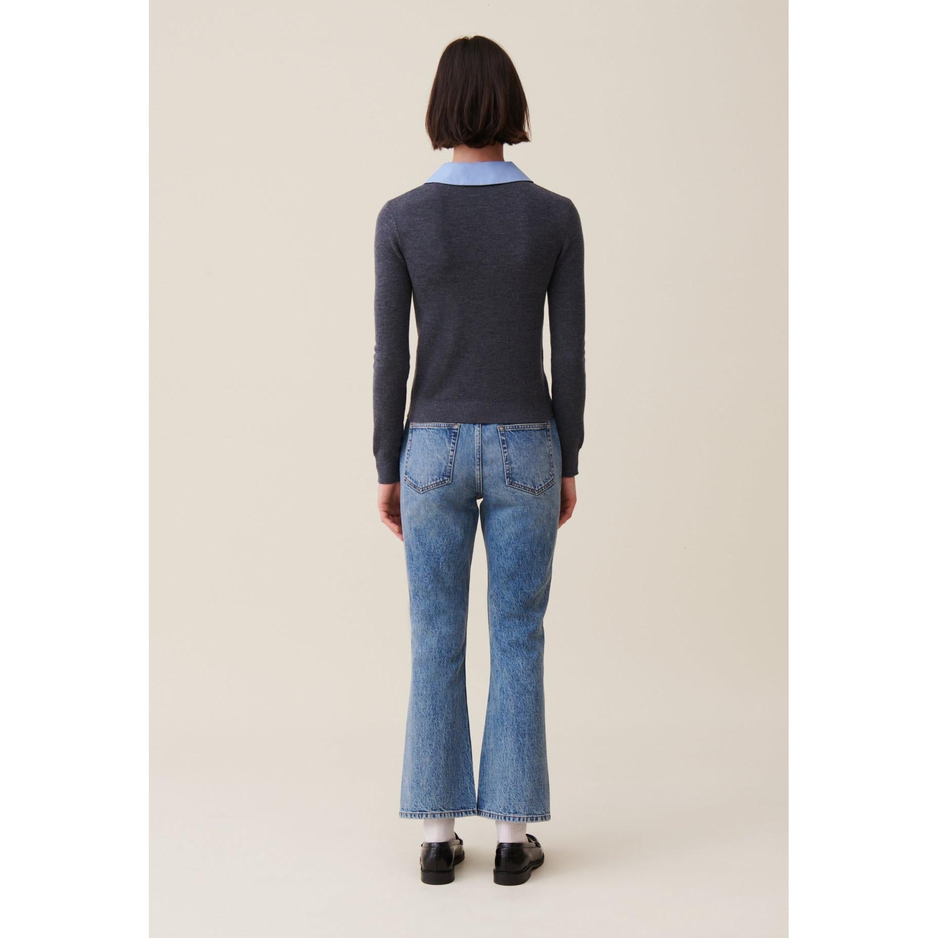 Wool Sweater Removable Shirt Collar