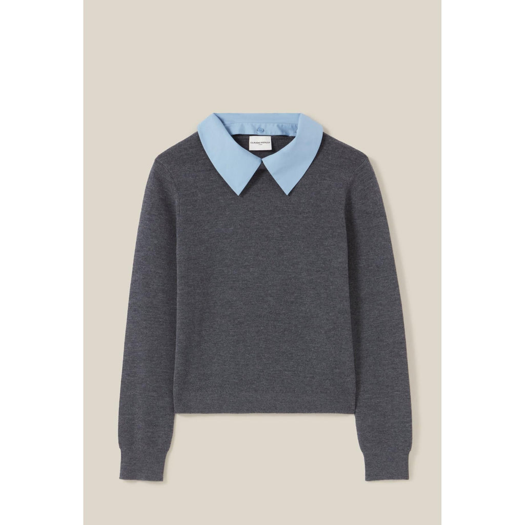 Wool Sweater Removable Shirt Collar