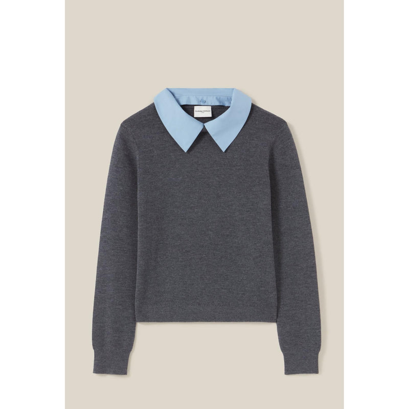 Jersey de lana con cuello camisero extraíble