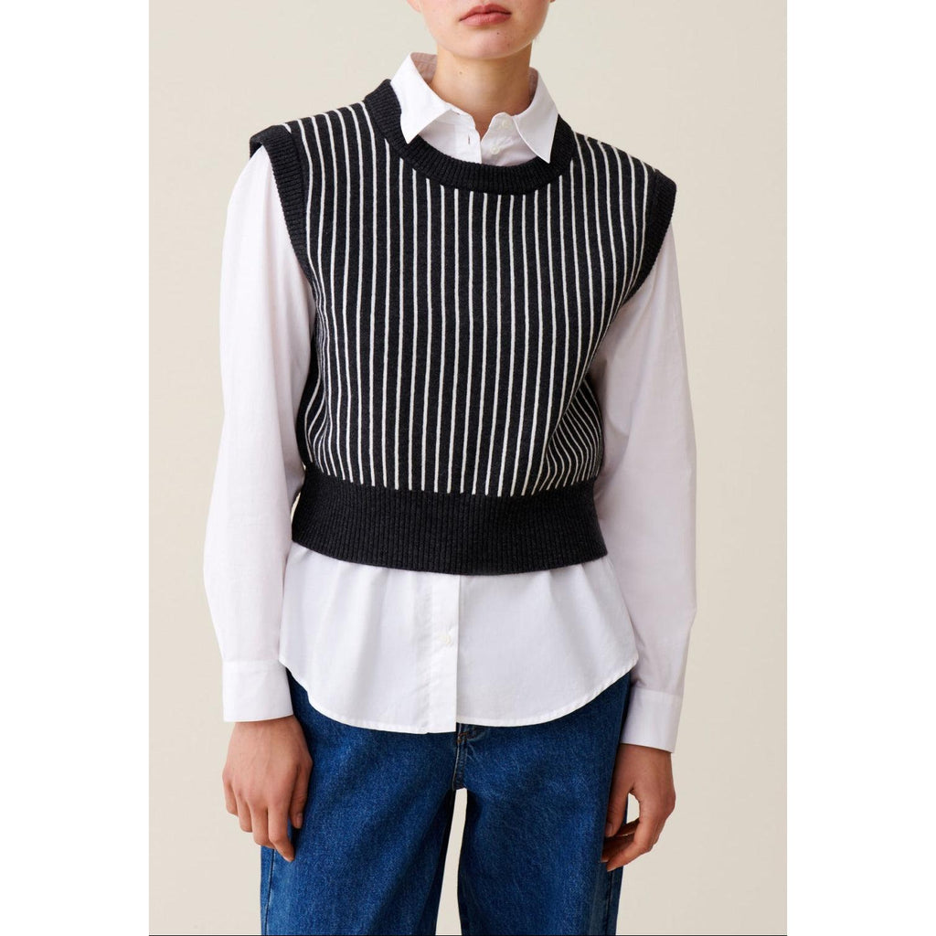Pull Rayé Sans Manches Maille