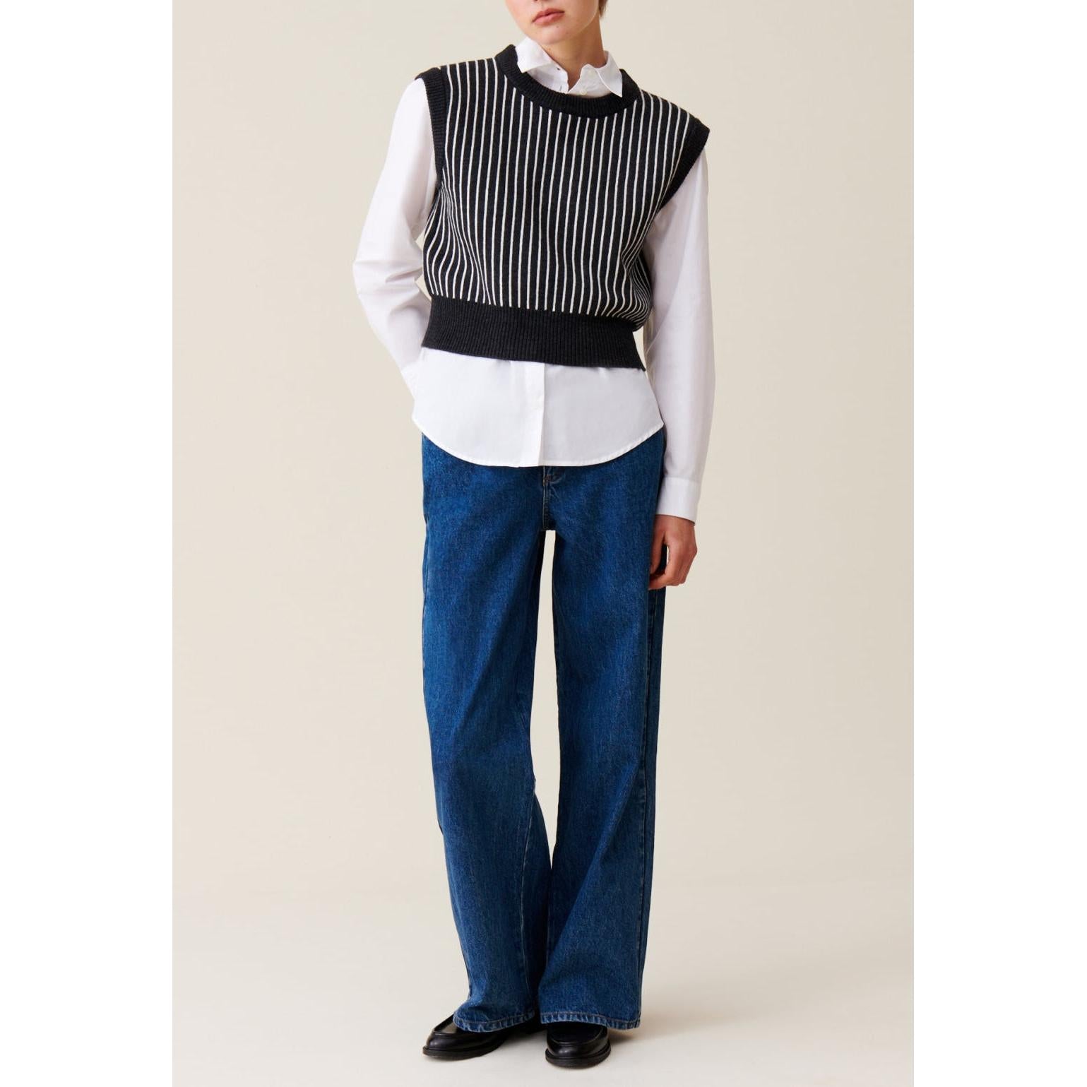 Pull Rayé Sans Manches Maille