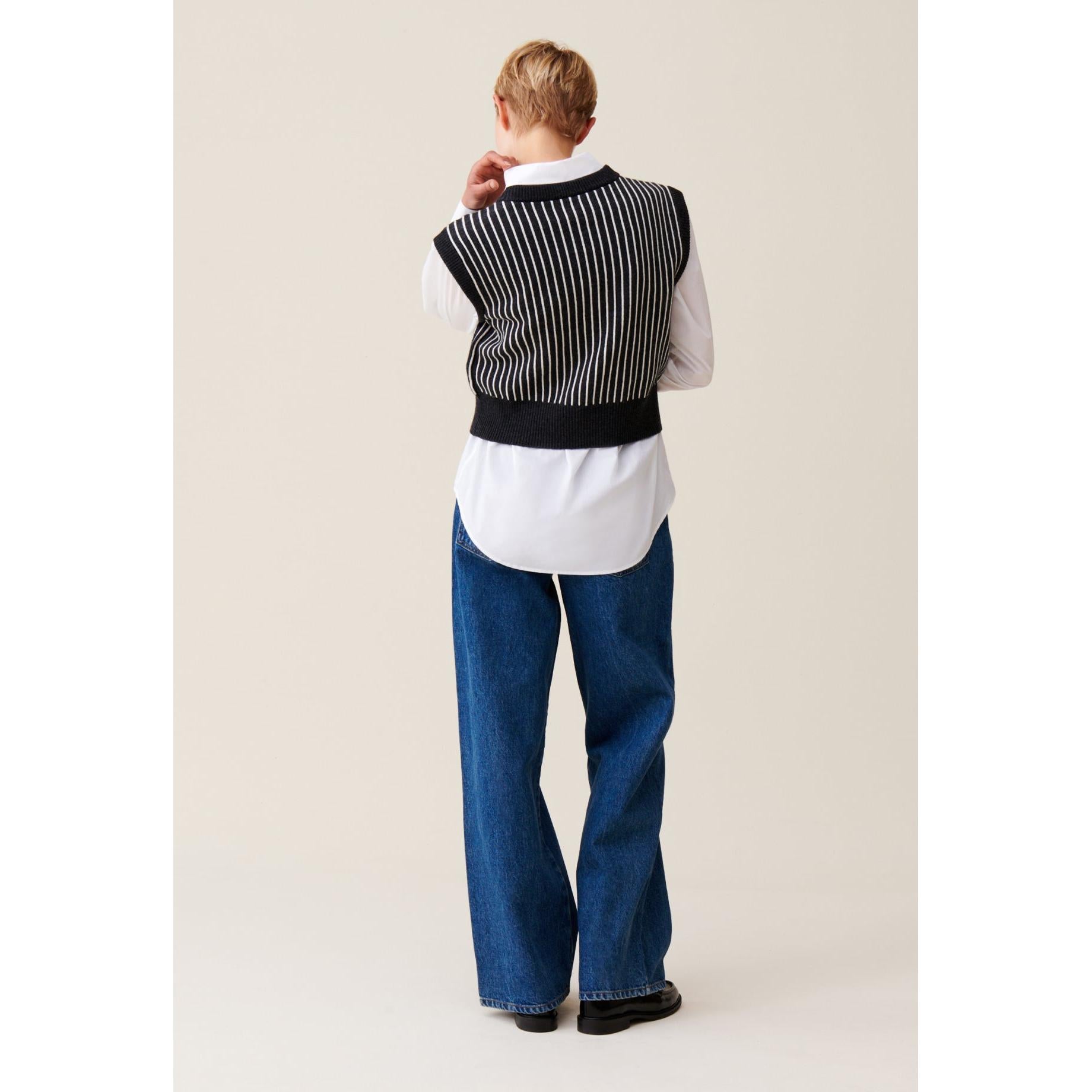Pull Rayé Sans Manches Maille