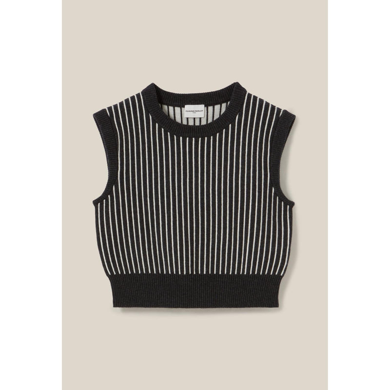 Pull Rayé Sans Manches Maille