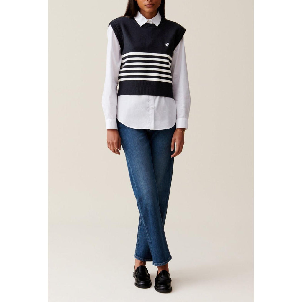 Sleeveless Toto Striped Denim Sweater