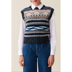 Pull Sans Manches Rayures À Motifs