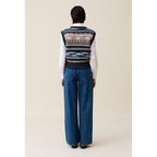 Pull Sans Manches Rayures À Motifs