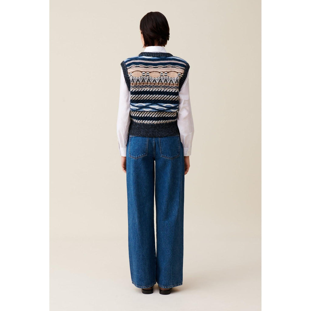 Claudie Pierlot - Pull Sans Manches Rayures À Motifs