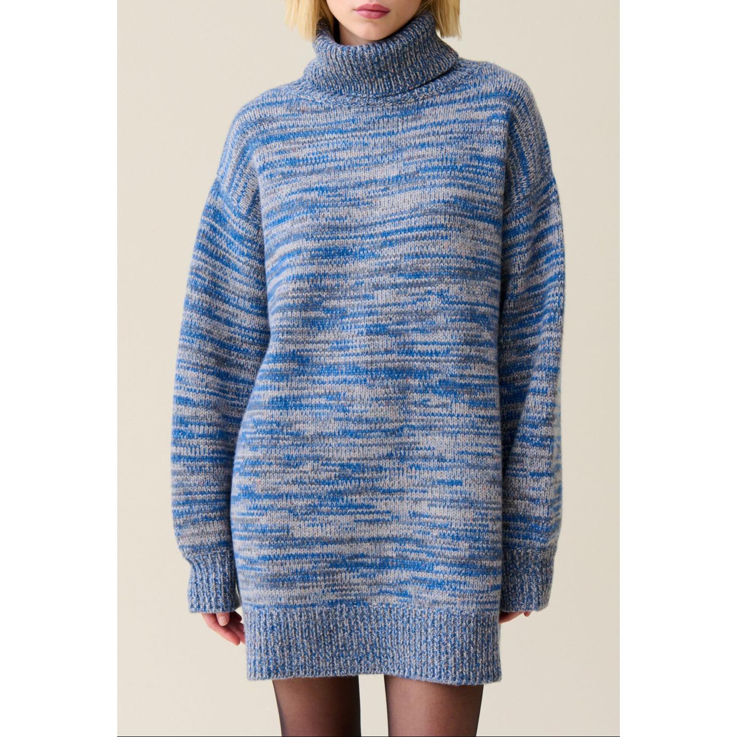 Robe Courte Laine Col Roulé