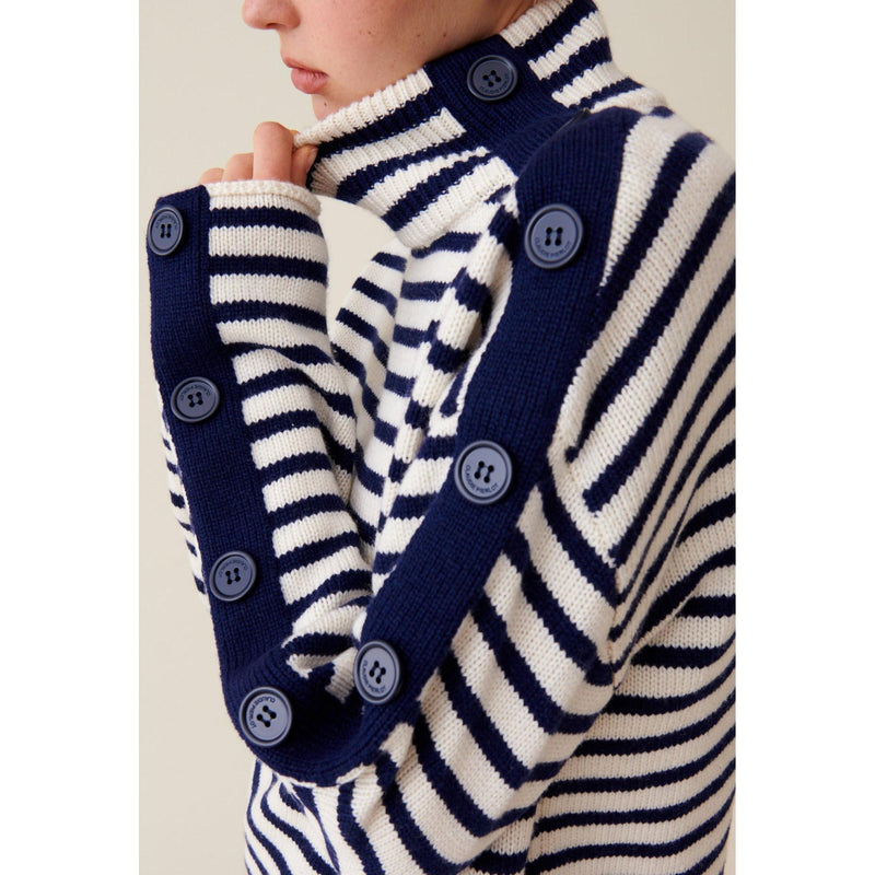 Pull Marinière Col Montant