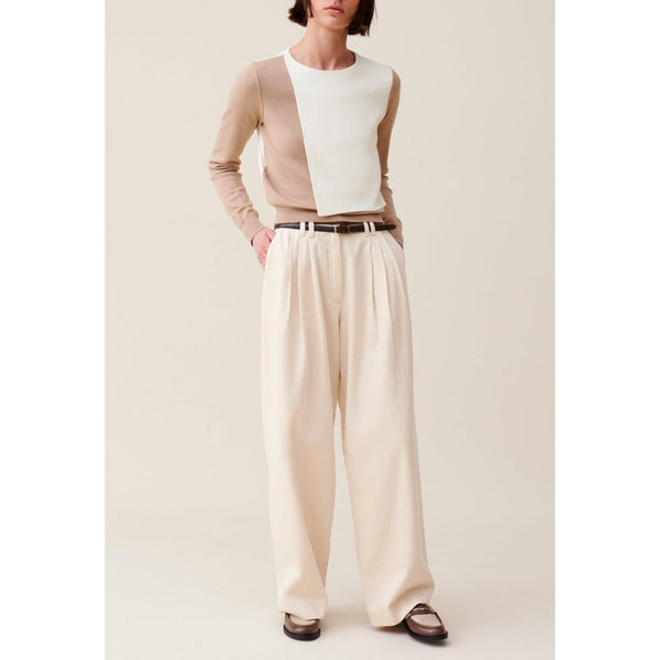 Cropped Tone-on-Tone Flap Sweater