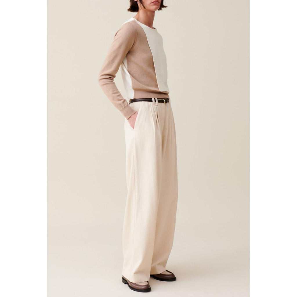 Cropped Tone-on-Tone Flap Sweater