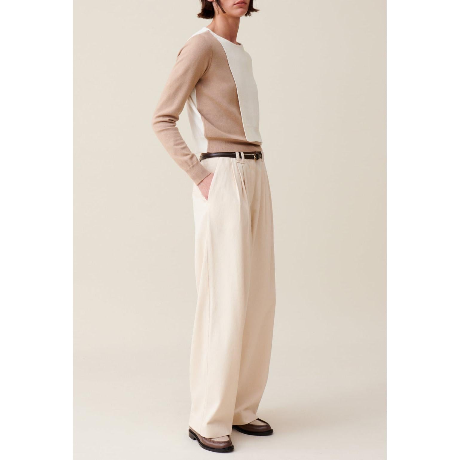 Cropped Tone-on-Tone Flap Sweater