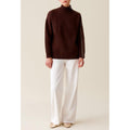 Brown Zipped High Neck Sweater